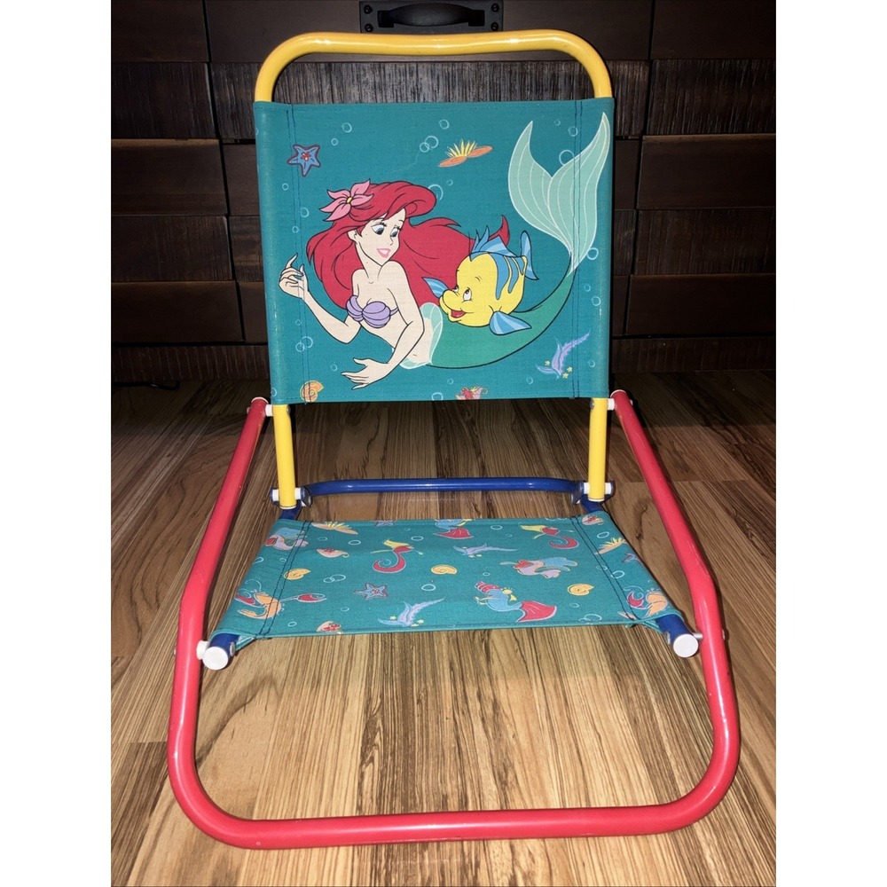 Vintage 90S Disney Little Mermaid Beach Chair Folding Chair Rare Hard To Find
